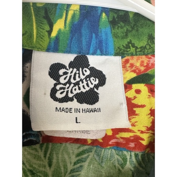 VTG Hilo Hattie Macaws Bird Mens Shirt Hawaiian Casual‎ Button Front Rare Size L - Picture 9 of 10
